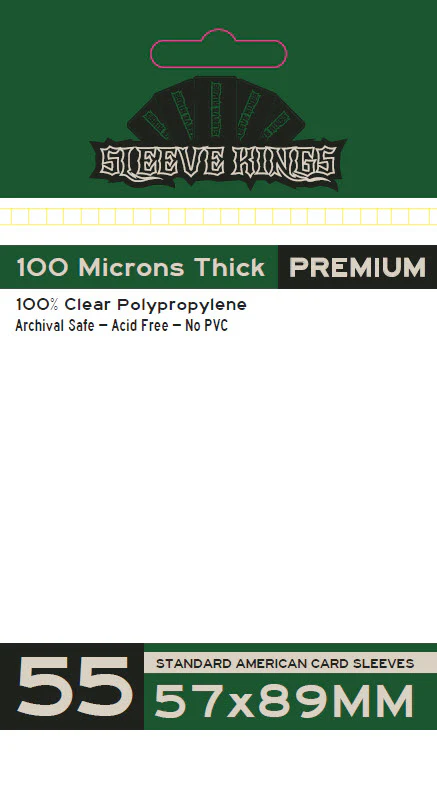 Sleeve Kings – Premium Standard American Card Sleeves, 55 Pack, 100 Microns (57 x 89 mm)